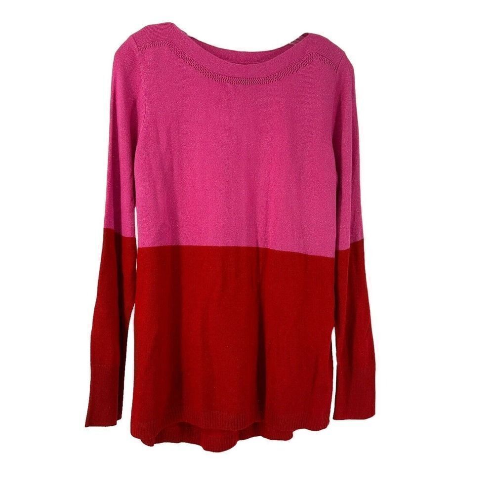 Valentines Day Sweater Glitter Pink Red Color Blocked Size S Boat Neck Apt 9 Top
